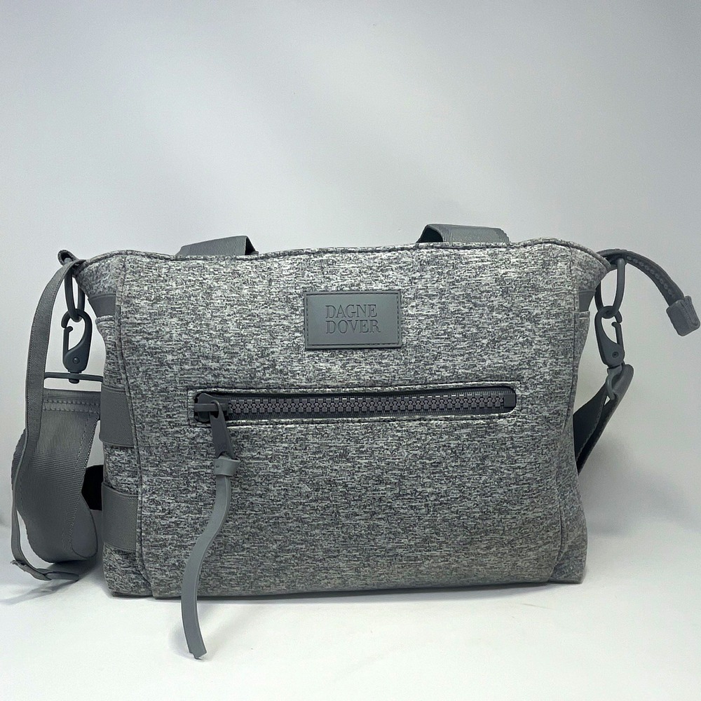 Dagne Dover Gray Heathered Diaper Bag Zip Detachable Adjustable Strap Pouch